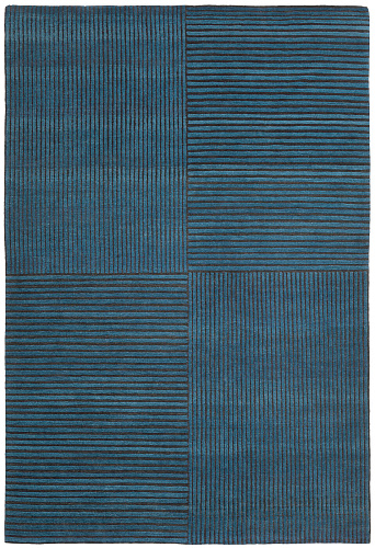 Hand-woven Blue Stripes Luxury Rug