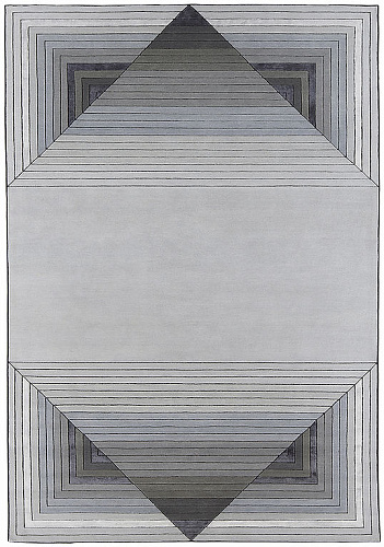 Grey Geometric Wool / Viscose Luxury Rug