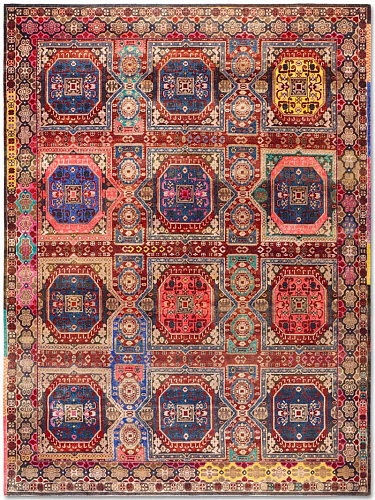 Original Natural Black Hand-Knotted Wool Rug