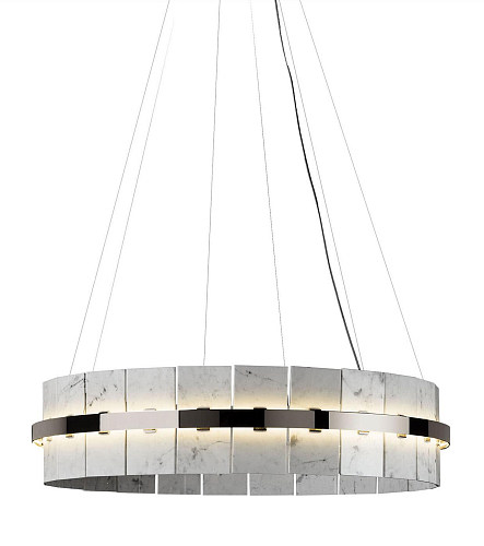 Round Carrara Marble Tile Chandelier