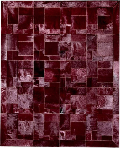 Puzzle Burgundy Luxury Cowhide Rug