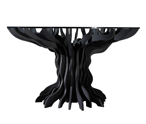 Black Wood and Glass Table