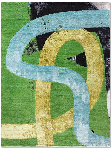 Original Green / Yellow Hand-Woven Exquisite Rug