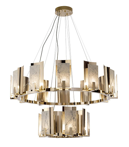 Carrara Marble Round Gold Chandelier