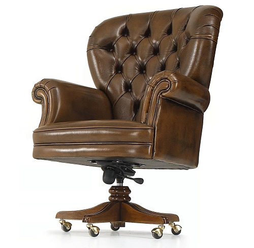 Royal Leather Swivel Armchair