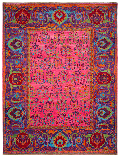 Hand-Knotted Wool / Silk Designer Rug