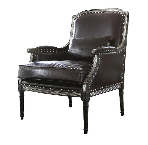 Handcrafted Black Leather Lounge Chair