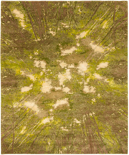 Jungle Wool / Silk Luxurious Green Rug