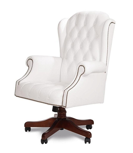 Johnson White Tufted Handcrafted Swivel Armchair