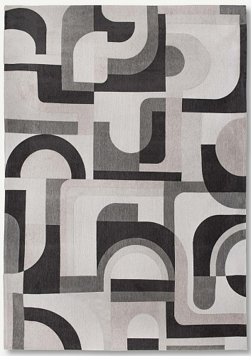 Geometric Beige & Grey Flatwoven Belgian Rug