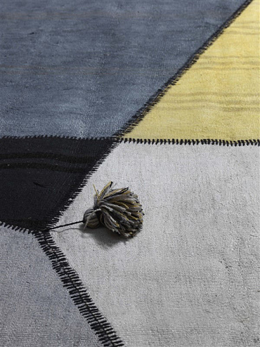 Patchwork Hemp Grey / Yellow Flatwoven Rug