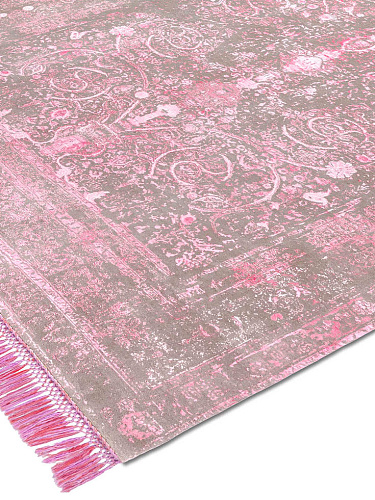 Soft Pink Hand-Knotted Wool / Silk Rug
