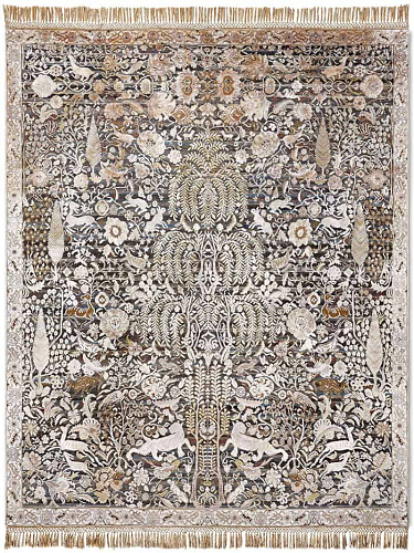 Gold / Grey Luxury Silk / Wool Rug