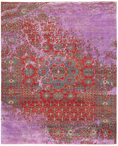 Purple / Red Hand-woven Wool / Silk Luxury Rug