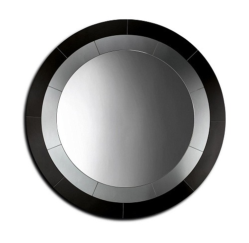 Smoked Glass Circular Mirror with Elegant Inserts