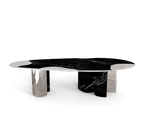 Marble & Silver Luxe Dining Table