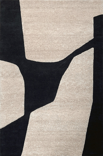 Wool Beige & Black Hand-woven Luxury Rug