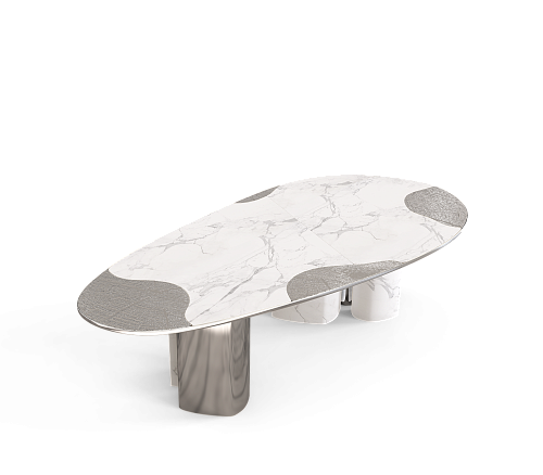 Marble & Silver Luxe Dining Table