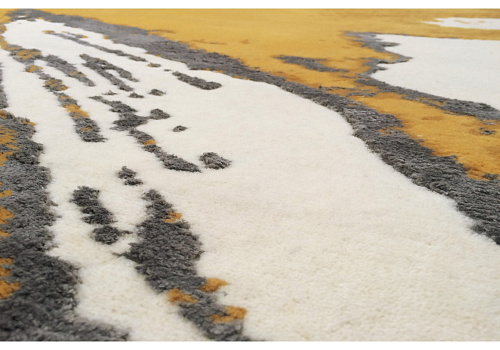 Abstract Yellow Viscose / Wool Handwoven Luxury Rug