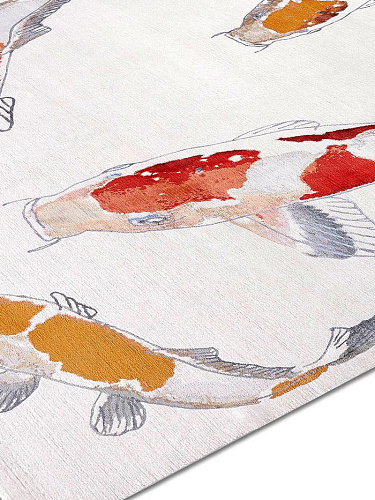 Fish Original on White Luxury Hand-Woven Rug