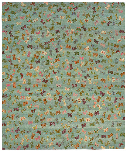 Butterflies Blue Hand-woven Luxury Rug
