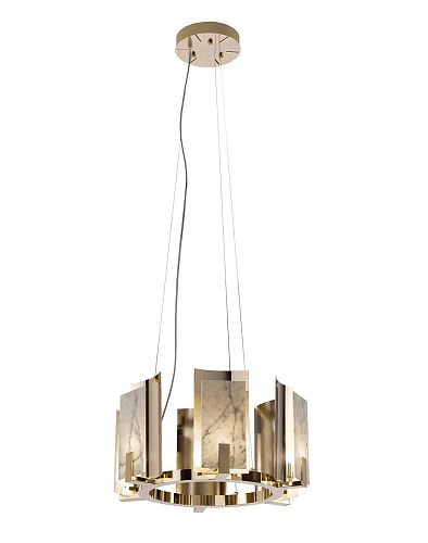 Carrara Marble Round Gold Chandelier