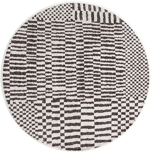 Monochrome Berber Pattern Round Rug