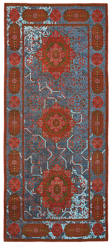 Hand-woven Red Wool & Silk Luxury Rug