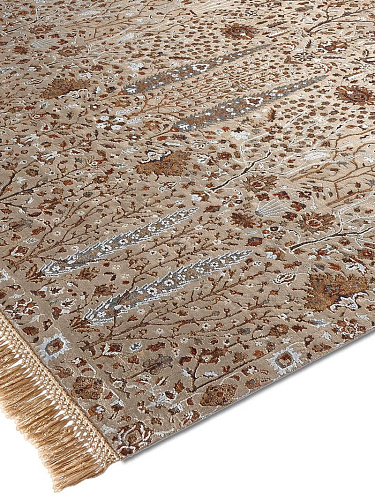 Pine Garden Grey / Green Hand-Knotted Wool / Silk Rug