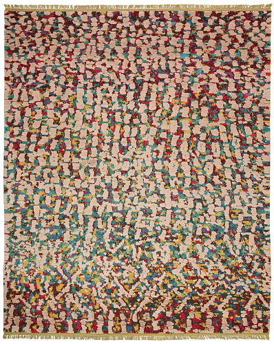 Luxurious Wool & Silk Hand-Woven Multicolored Rug