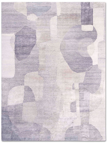 Silver Blue Hand-Knotted Wool / Silk Rug