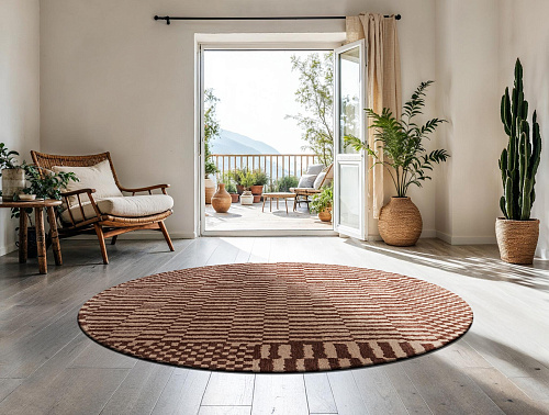 Moroccan-Inspired Geometric Round Rug
