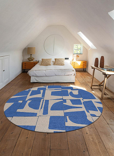 Sky Blue Accent Round Rug