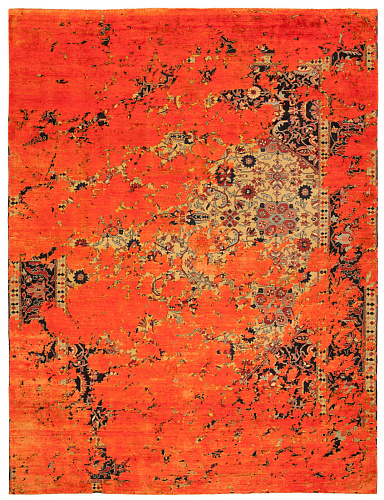 Oriental Faded Hand-woven Wool / Silk Luxury Rug