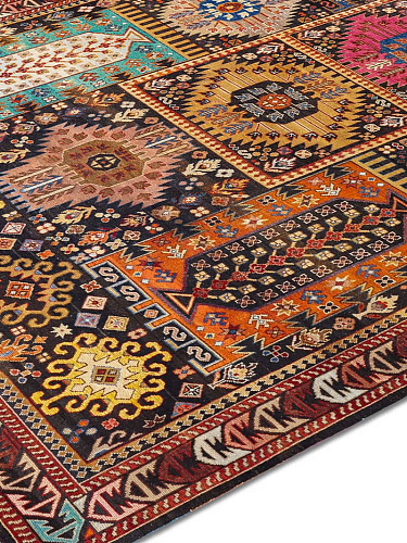 Original Natural Black Hand-Knotted Wool Rug