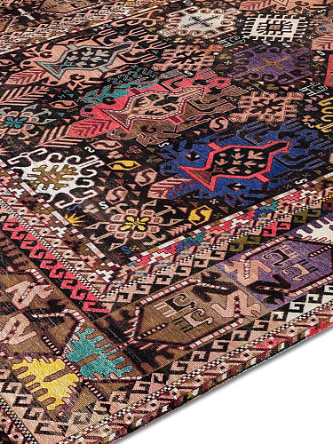 Original Natural Black Hand-Knotted Wool Rug