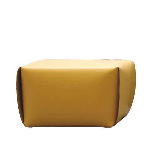 Bao Yellow Leather Pouf