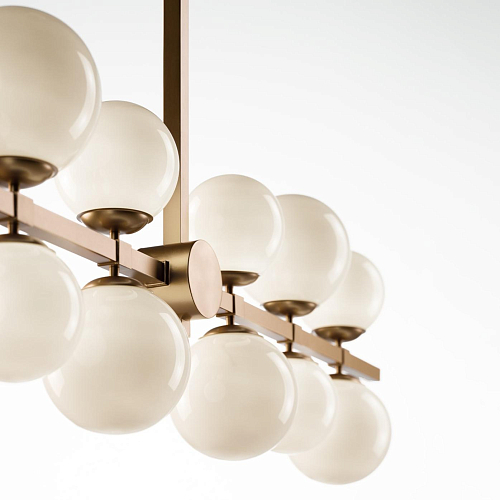 12-Sphere White Glass Chandelier