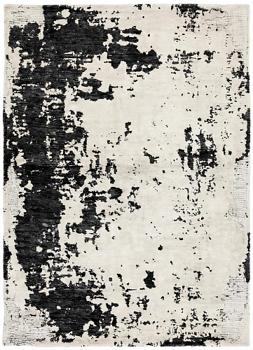 Monochrome Weathered Canvas Hand-Knotted Rug
