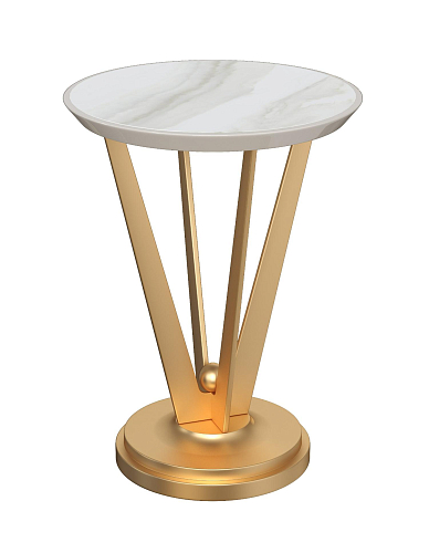 Tropea White Marble and Gold Handcrafted Side Table