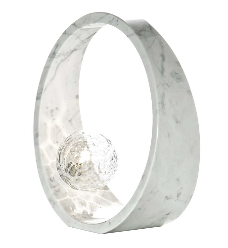 Polished Nickel Carrara Marble Table Lamp