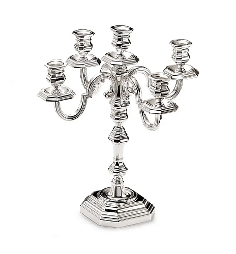 Octagonal Silver-Plated Five-Candle Candelabrum