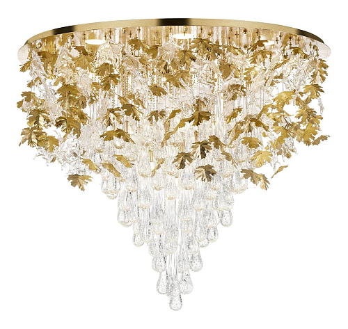 Elegant Maple Leaf Gold Chandelier