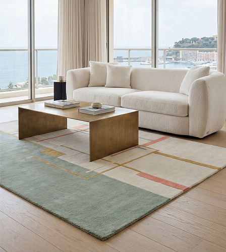 Linear Atlas Green Handwoven Rug