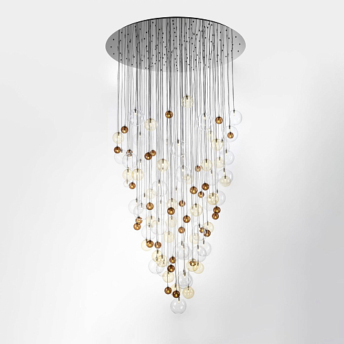 Cascading Multicolor Glass Sphere Chandelier