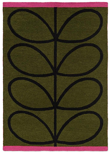 Linear Branch Olive Outdoor Rug