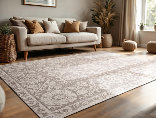 Subtle Grey Suzani Pattern Rug