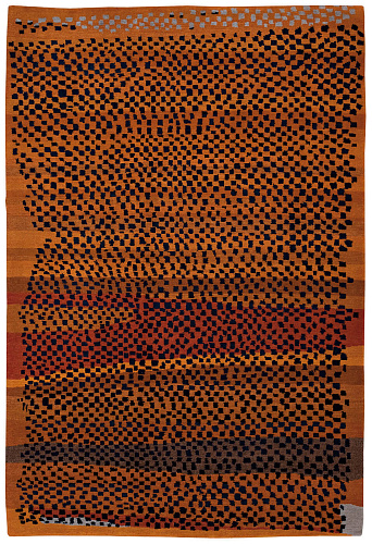 Vintage Checkered Brown Luxury Rug