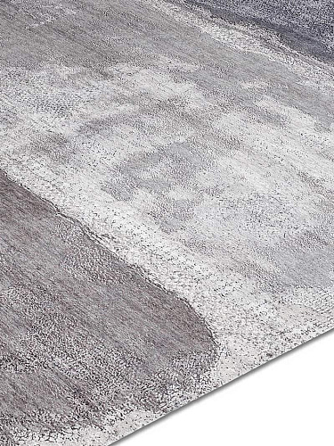 Silver White Grey Hand-Woven Exquisite Rug