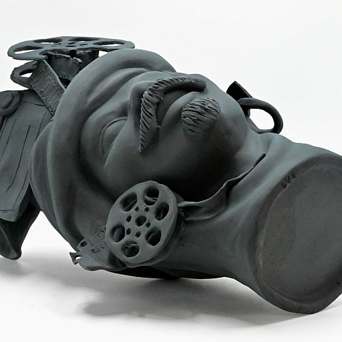 Moor's Head Sculpture in Grey Matte